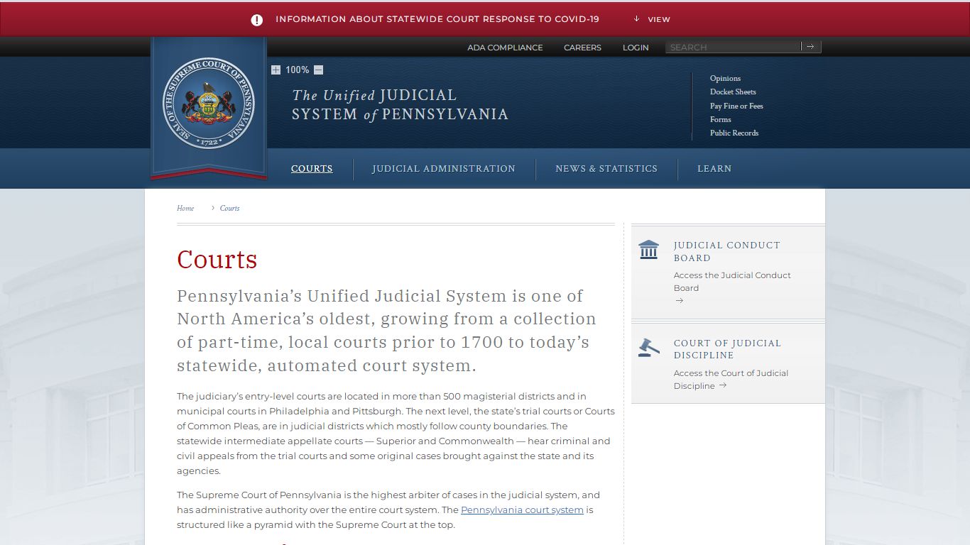 Courts | Unified Judicial System of Pennsylvania